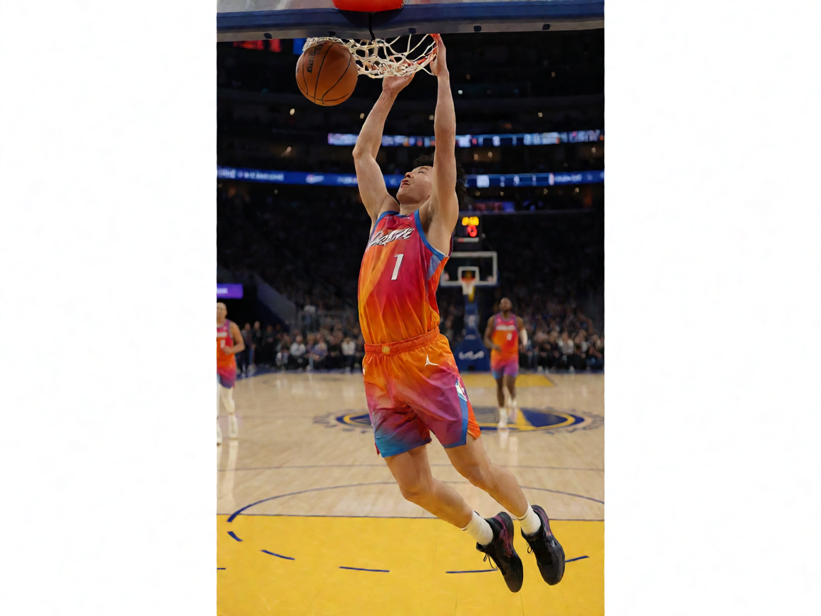 NBA篮球比赛现场,球员扣篮精彩瞬间